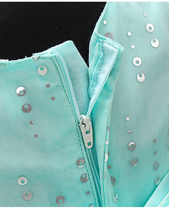 Babyhug Sleeveless Party Wear Frock with Corsage -Light Blue
