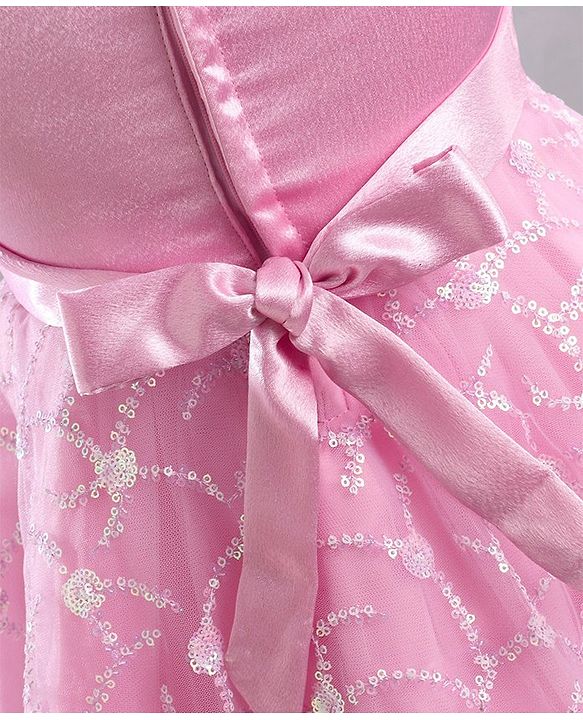 Babyhug Mesh Sleeveless  Embroidered Frock - Pink