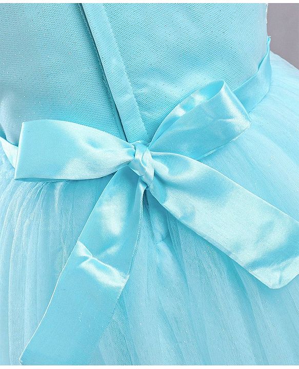 Babyhug Mesh Sleeveless Embroidery Frock - Blue