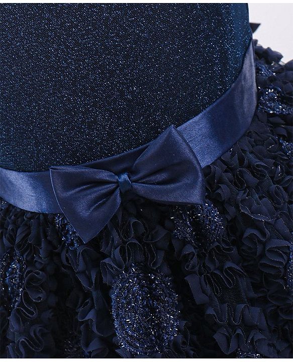Babyhug Mesh Sleeveless Embroidery Frock - Navy