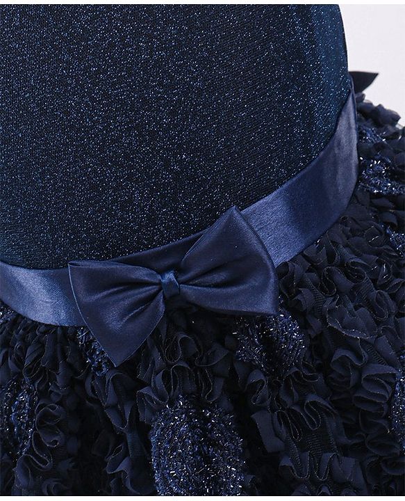 Babyhug Mesh Sleeveless Embroidery Frock - Navy