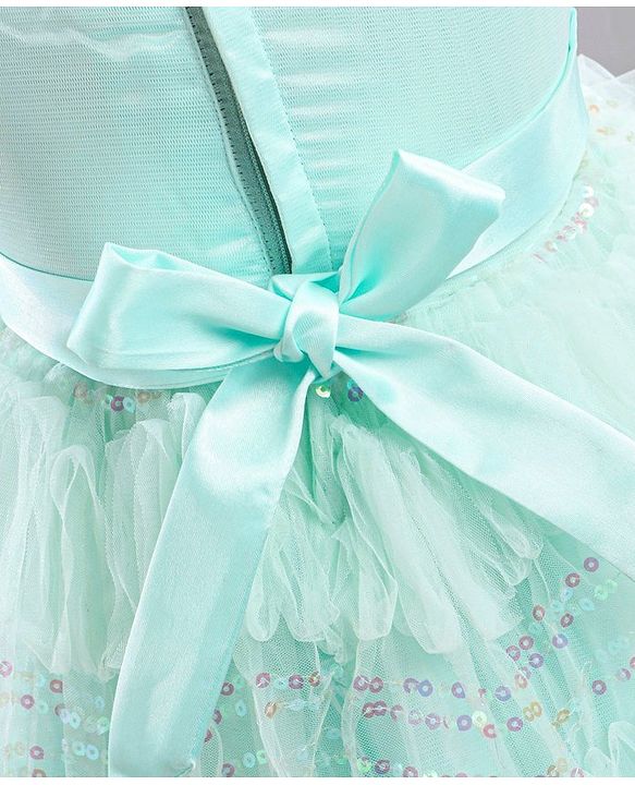 Babyhug Mesh Sleeveless Sequin Frock - Mint