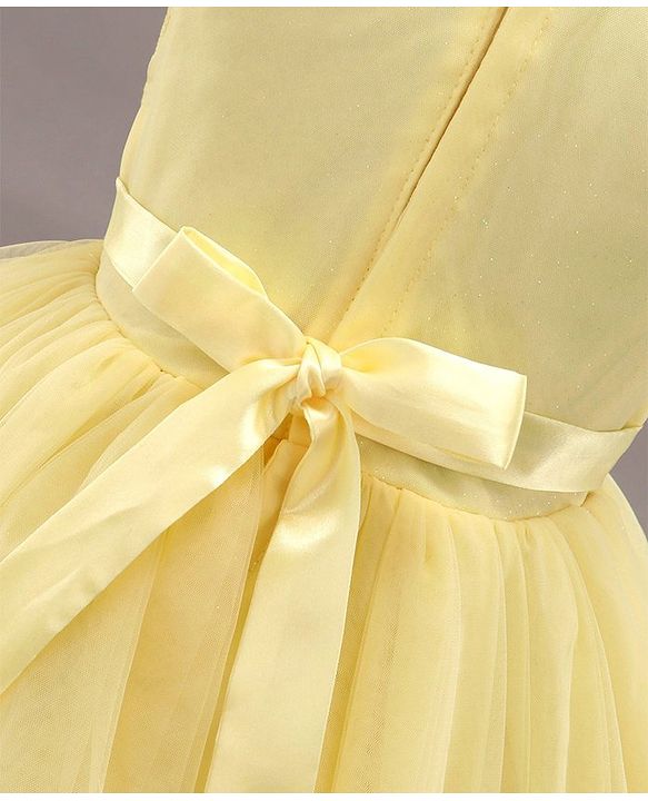 Babyhug Party Wear Sleeveless Frock Floral Appliques - Light Yellow