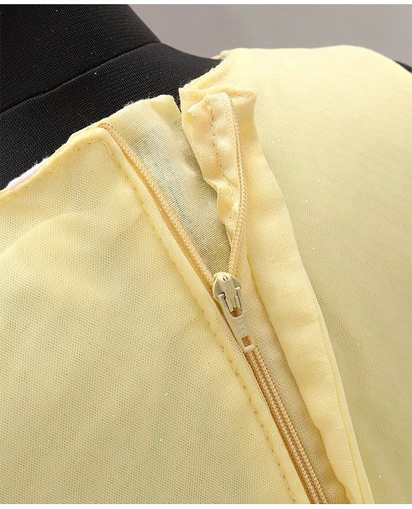 Babyhug Party Wear Sleeveless Frock Floral Appliques - Light Yellow