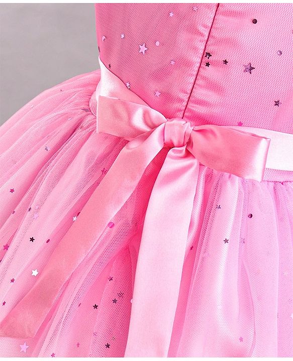 Babyhug Sleeveless Embellished Party Wear Frock - Pink