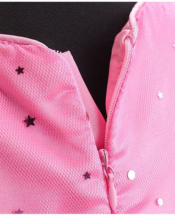 Babyhug Sleeveless Embellished Party Wear Frock - Pink