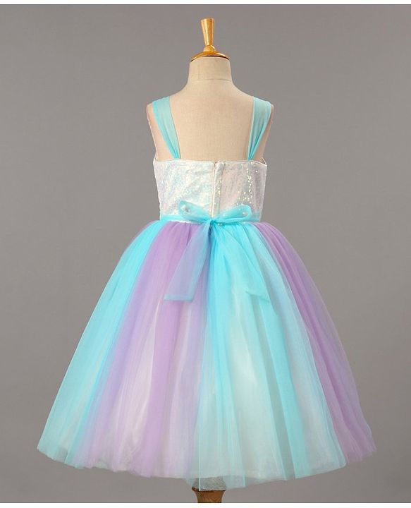 Babyhug Sleeveless Sequinned Party Wear Gown With Flower Applique - Purple