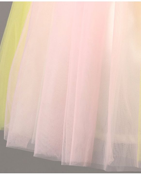 Babyhug Sleeveless Sequinned Party Wear Frock With Flower Applique - Pink
