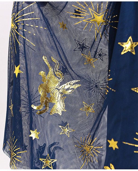 Babyhug Sleeveless Foil Detailing Party Frock - Navy