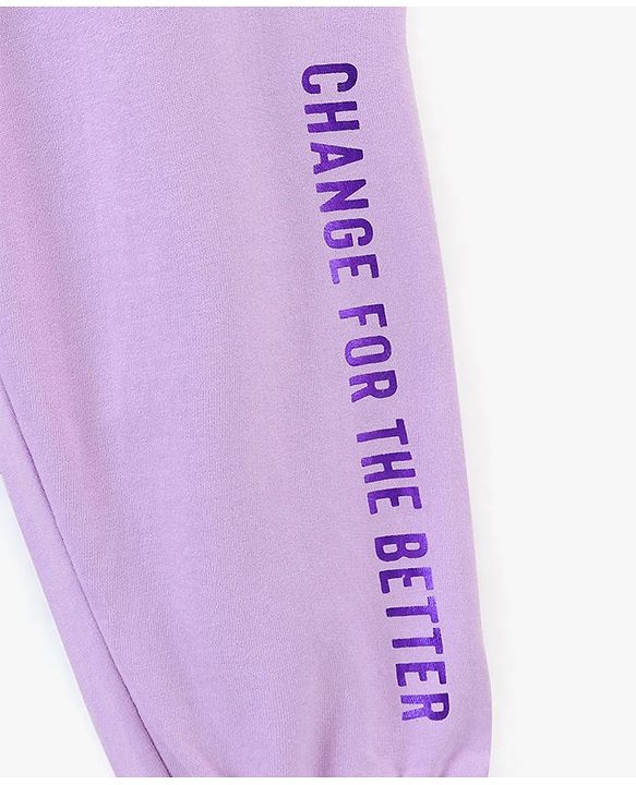 Pine Kids 100% Cotton Knit Full Length Bio Washed Lounge Pant With HD & Foil Print - Purple