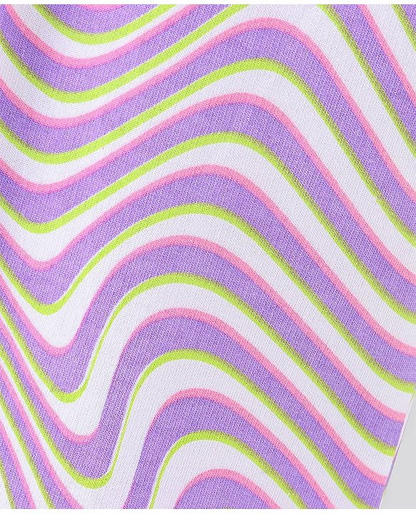 Pine Kids Cotton Knit Full Length Wave Printed Lounge Pant - Purple