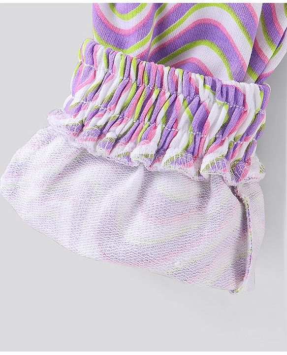 Pine Kids Cotton Knit Full Length Wave Printed Lounge Pant - Purple