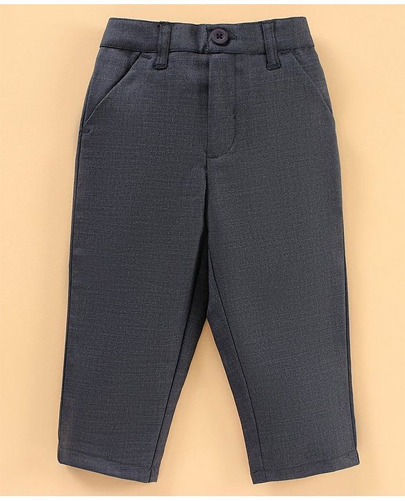 Babyhug Woven Full Sleeves Shirt & Trouser With Bow - Grey