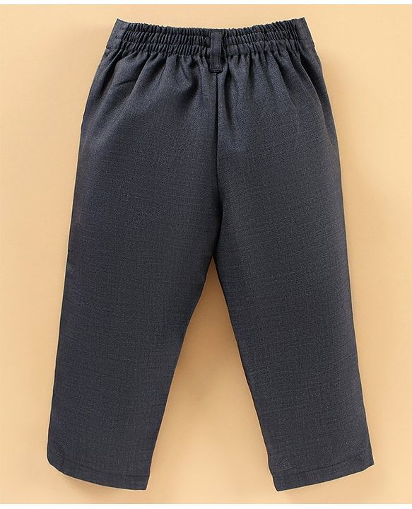 Babyhug Woven Full Sleeves Shirt & Trouser With Bow - Grey