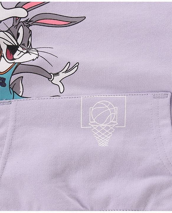 Babyhug Full Sleeves Knit Sweatshirt  Space Jam Print- Purple