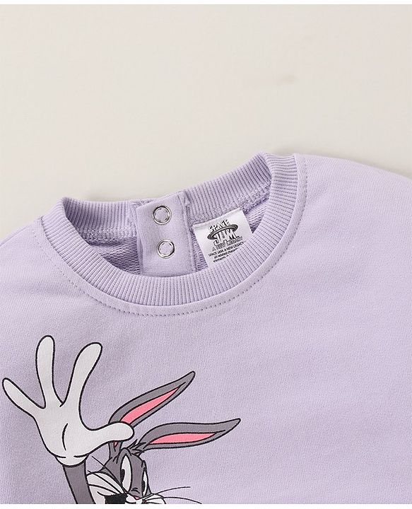 Babyhug Full Sleeves Knit Sweatshirt  Space Jam Print- Purple