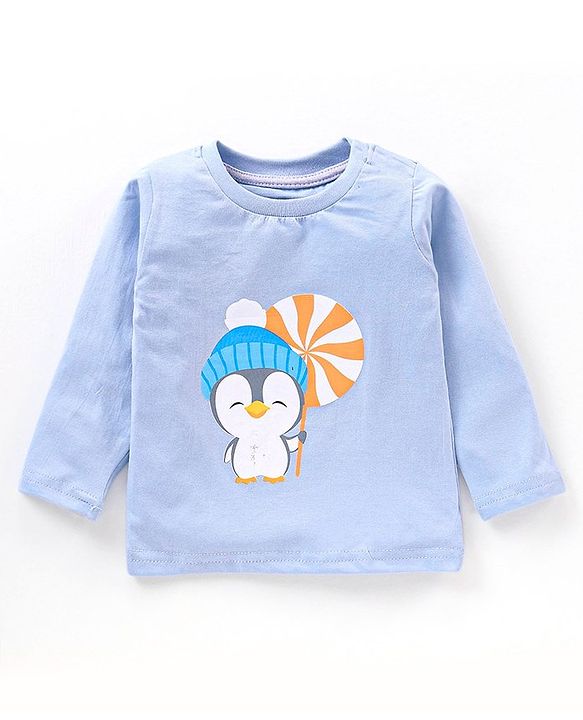 Babyhug Full Sleeves T-Shirt Penguin Print Pack of 3 - Orange & Blue