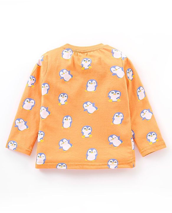 Babyhug Full Sleeves T-Shirt Penguin Print Pack of 3 - Orange & Blue