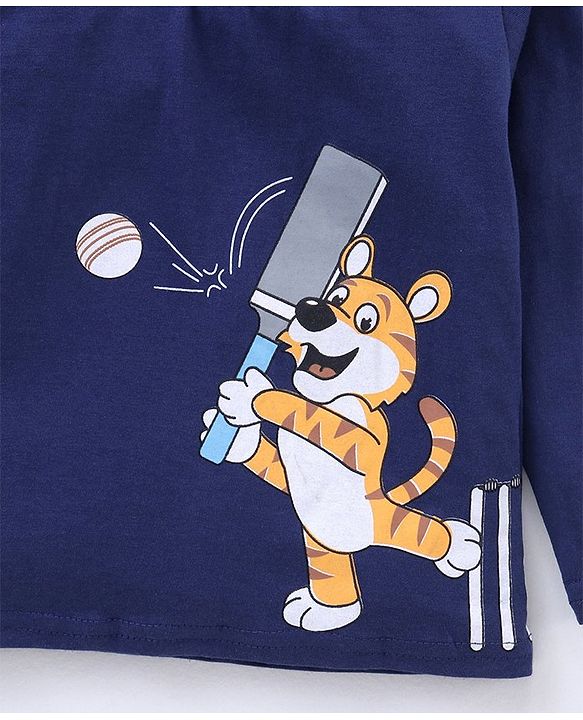 Babyhug Full Sleeves T-Shirt Tiger Print - Blue