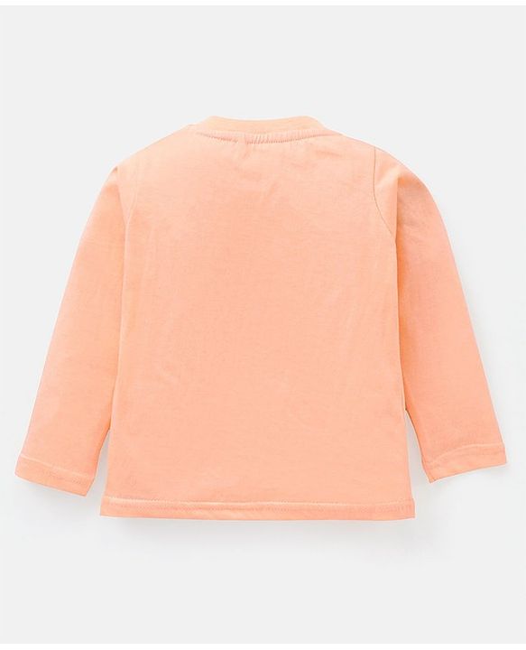 Babyhug Cotton Full Sleeves T-Shirt With Zebra Print - Coral
