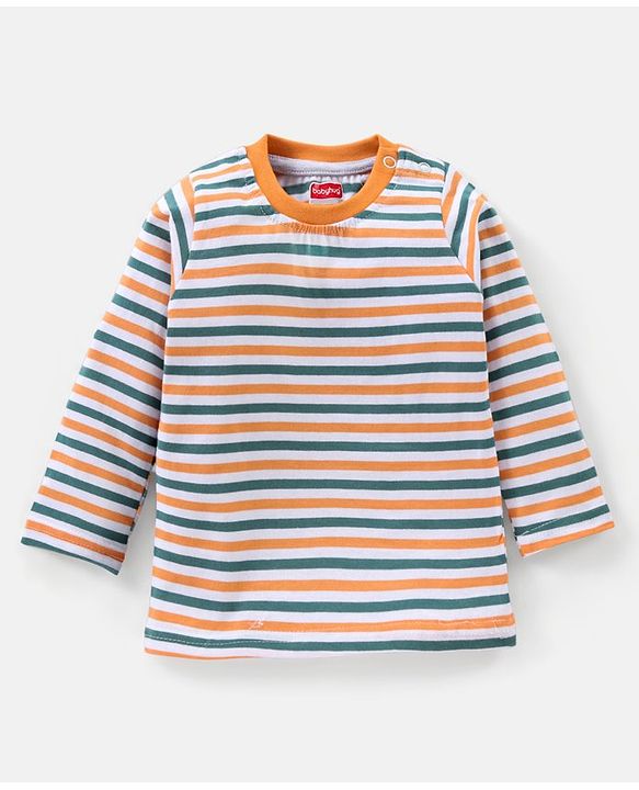 Babyhug Cotton Full Sleeves Stripes T-Shirts Pack of 3 - Multicolor