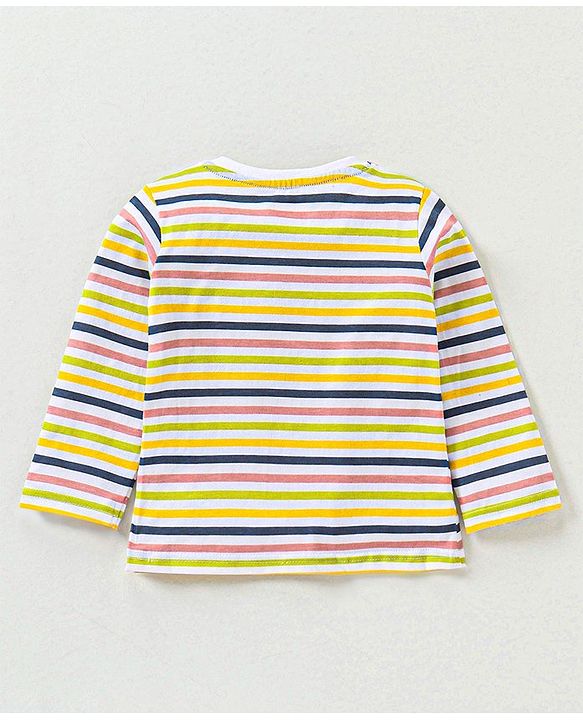 Babyhug Cotton Full Sleeves T-Shirt Striped Pack of 5 - Green & Blue
