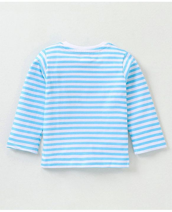Babyhug Cotton Full Sleeves T-Shirt Striped Pack of 5 - Green & Blue