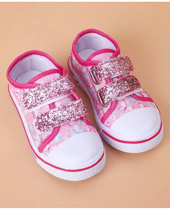 Cute Walk by Babyhug Casual Shoes With Velcro Closure Butterfly Print- Fuchsia