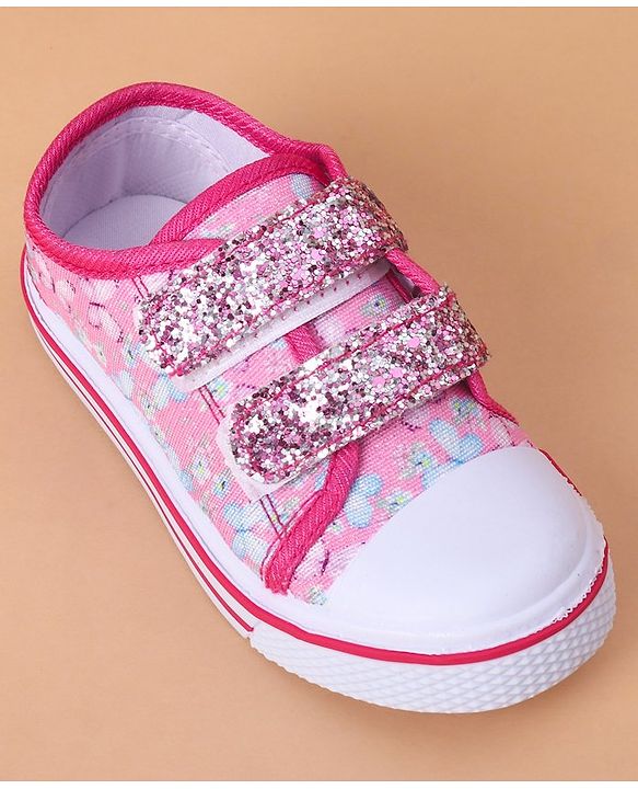 Cute Walk by Babyhug Casual Shoes With Velcro Closure Butterfly Print- Fuchsia