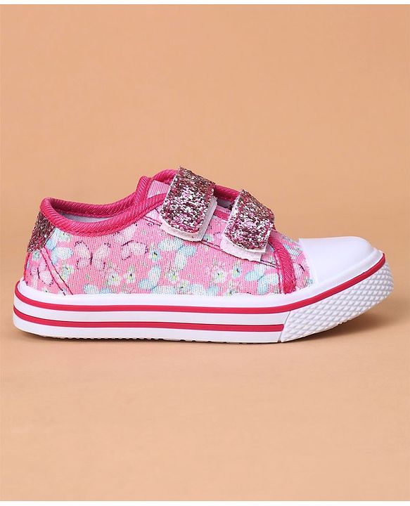 Cute Walk by Babyhug Casual Shoes With Velcro Closure Butterfly Print- Fuchsia