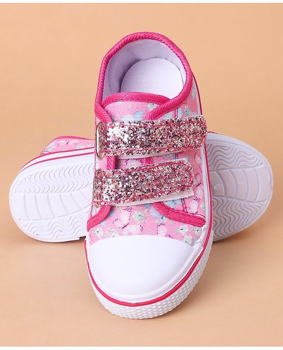 Cute Walk by Babyhug Casual Shoes With Velcro Closure Butterfly Print- Fuchsia