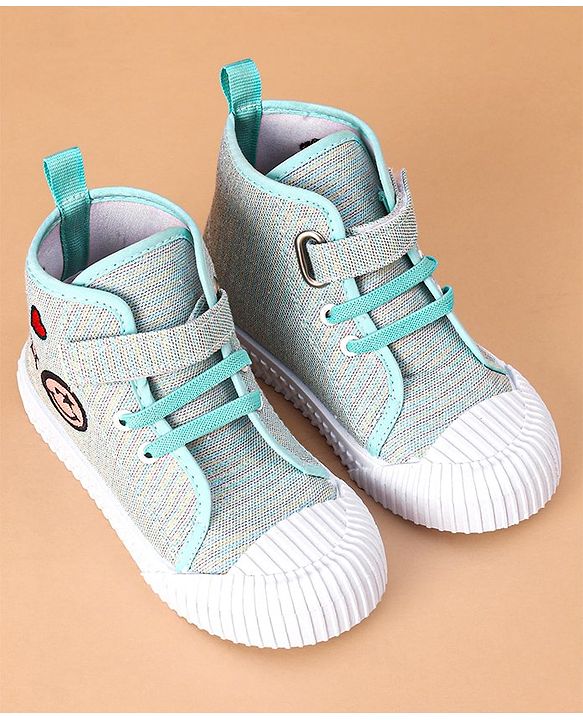Cute Walk by Babyhug Casual Shoes with Velcro Closure Emoji Design - Blue