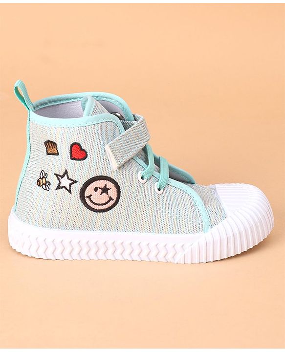 Cute Walk by Babyhug Casual Shoes with Velcro Closure Emoji Design - Blue