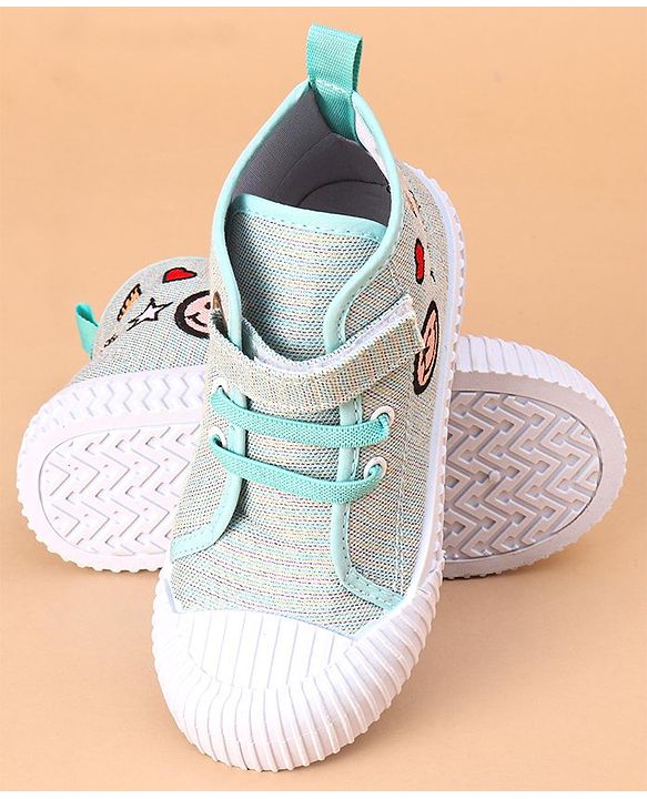 Cute Walk by Babyhug Casual Shoes with Velcro Closure Emoji Design - Blue
