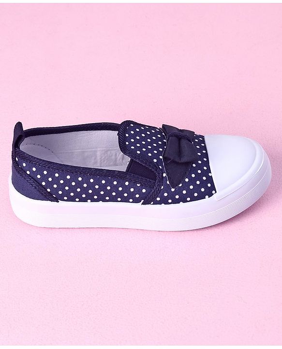Cute Walk by Babyhug Slip On Casual Shoes Polka Dot Print with Bow - Navy