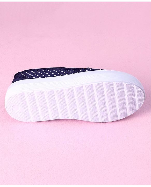 Cute Walk by Babyhug Slip On Casual Shoes Polka Dot Print with Bow - Navy