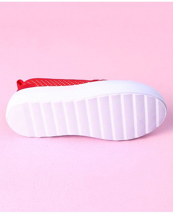 Cute Walk by Babyhug Slip On Casual Shoes Polka Dot Print with Bow - Red
