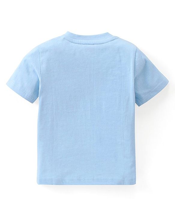 Babyhug Cotton Half Sleeves T-Shirts Wolf Print - Blue
