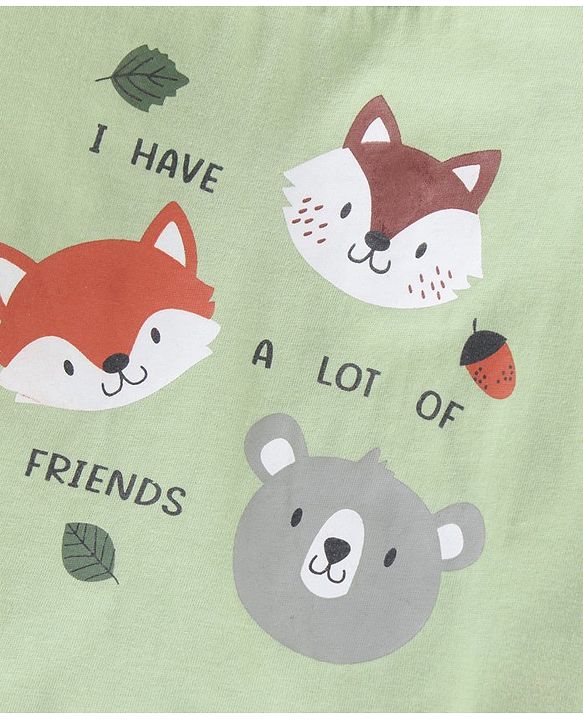 Babyhug Cotton Full Sleeves T-Shirt Multiprint- Green