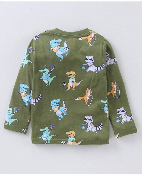 Babyhug Full Sleeves T-Shirts Animal Print - Green
