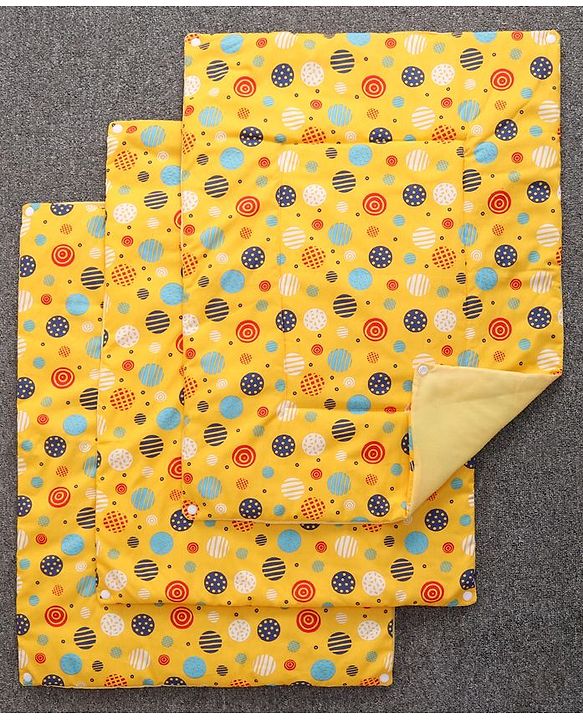 Babyhug Diaper Changing Mat Set of 3 with Removable waterproof Sheet Circle Print-Yellow