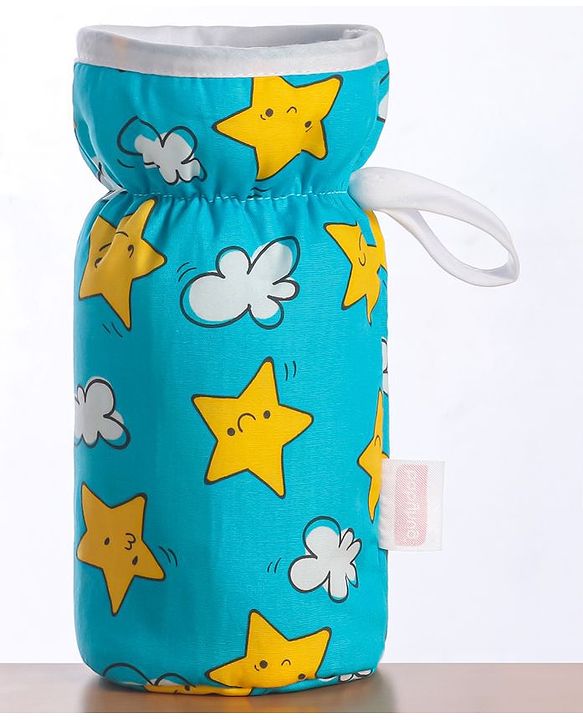 Babyhug Bottle Cover with Star Cloud Print Medium Blue - Fits Upto 120 ml to 260 ml Bottle