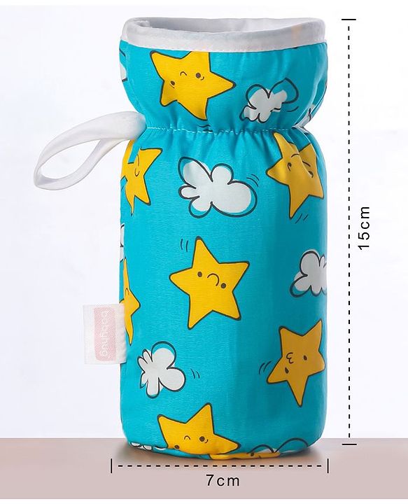 Babyhug Bottle Cover with Star Cloud Print Medium Blue - Fits Upto 120 ml to 260 ml Bottle