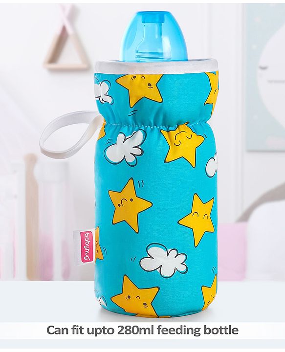 Babyhug Bottle Cover with Star Cloud Print Large Blue - Fits Upto 280 ml Bottle