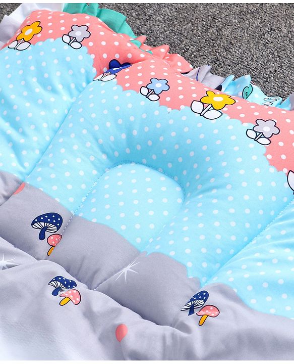 Babyhug Cotton Fix Pillow Mat With Car Print - Blue| Soft and Comfortable|  Light Weight and Travel Friendly| Foldable| New Born Gifting Option| For Boys and Girls| Use on Floor Cribs Cots or Cradle| 100% Cotton Fabric