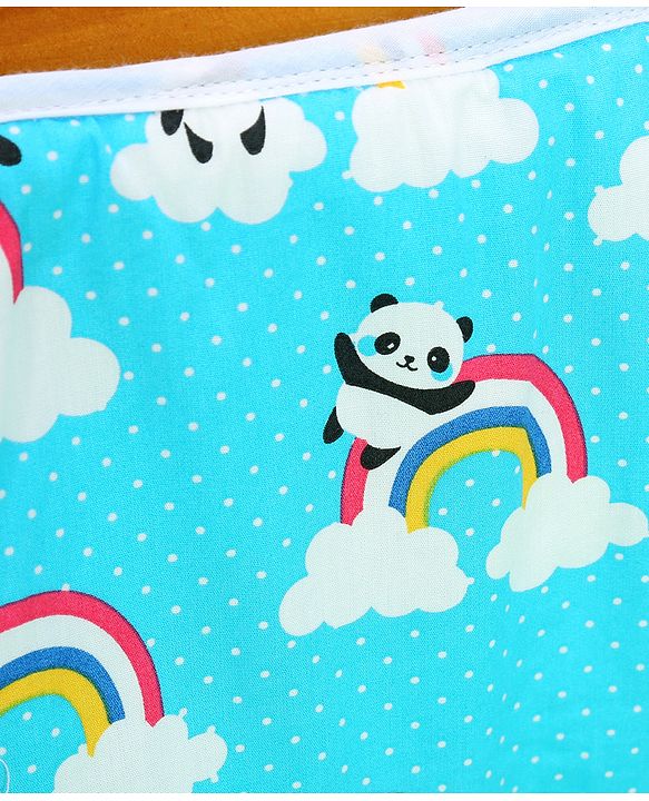Babyhug Cot Bumpers Panda Print - Blue| Protective Padding| Soft and Comfortable| Washable| Easy to Assemble| Compact Folding for Storage| Prevents Bumping into Crib Sides