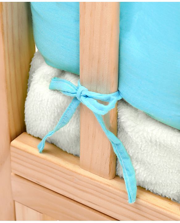 Babyhug Cot Bumpers Panda Print - Blue| Protective Padding| Soft and Comfortable| Washable| Easy to Assemble| Compact Folding for Storage| Prevents Bumping into Crib Sides