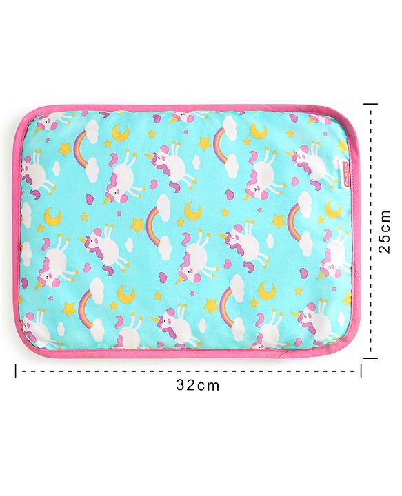 Babyhug Head Shaping Mustard Seed Rai Pillow Unicorn Print - Sea Green