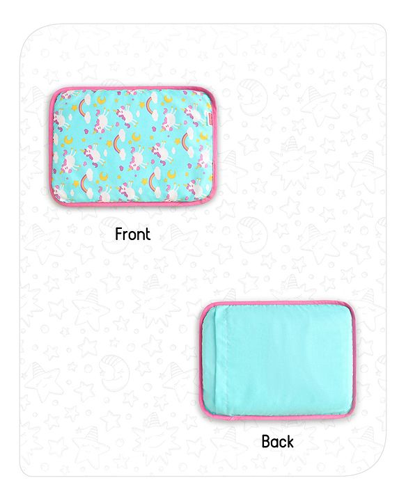 Babyhug Head Shaping Mustard Seed Rai Pillow Unicorn Print - Sea Green