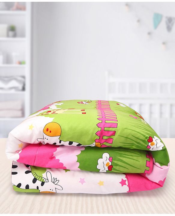 Babyhug Cotton Quilt Jungle Print - Pink